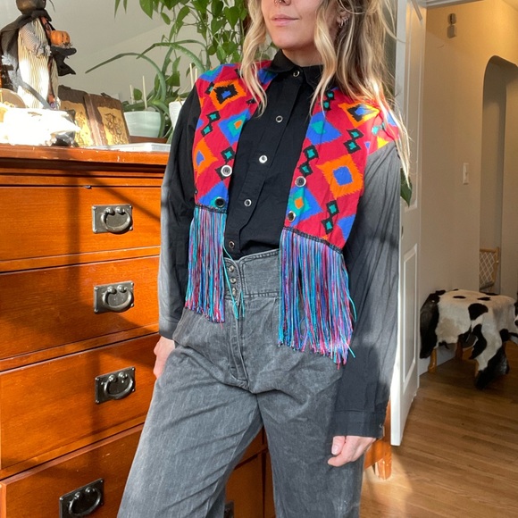 1980s western Saisa button down with attached vest - Picture 4 of 11